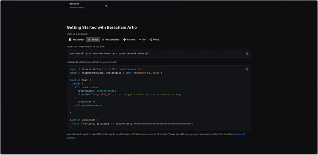 如何通过 Thirdweb SDK 连接 Berachain 钱包